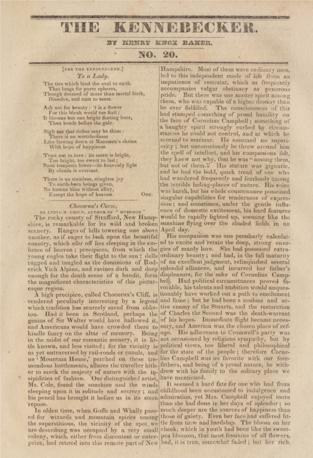 The Kennebecker : December 3, 1829