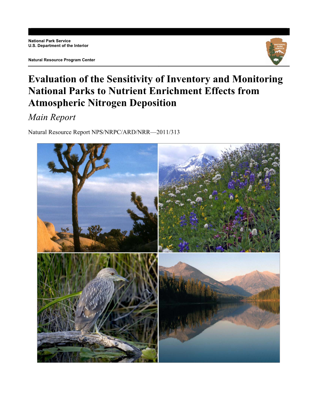 Evaluation of the Sensitivity of Inventory and Monitoring National Parks to Nutrient Enrichment Effects from Atmospheric Nitrogen Deposition Main Report