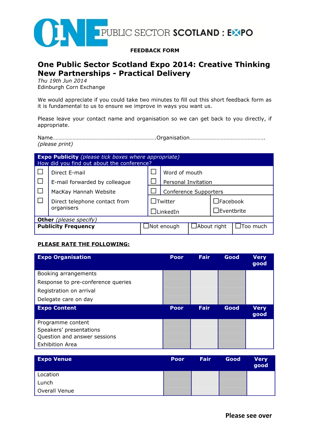 One Public Sector Scotland Expo 2014: Creative Thinking New Partnerships - Practical Delivery