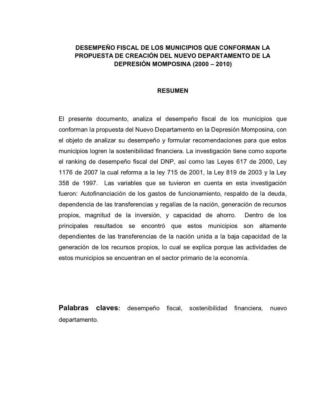 1 Desempeño Fiscal De Los Municipios Que Conforman