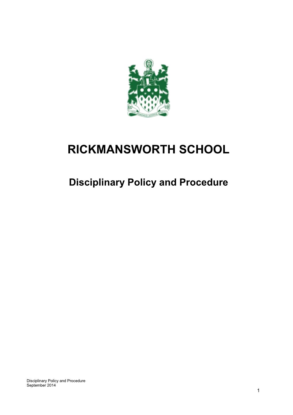 CSF0030 Model Disciplinary Procedure for Schools