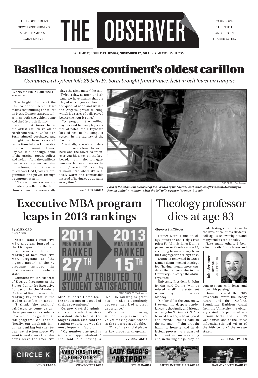 Basilica Houses Continent's Oldest Carillon Executive MBA Program