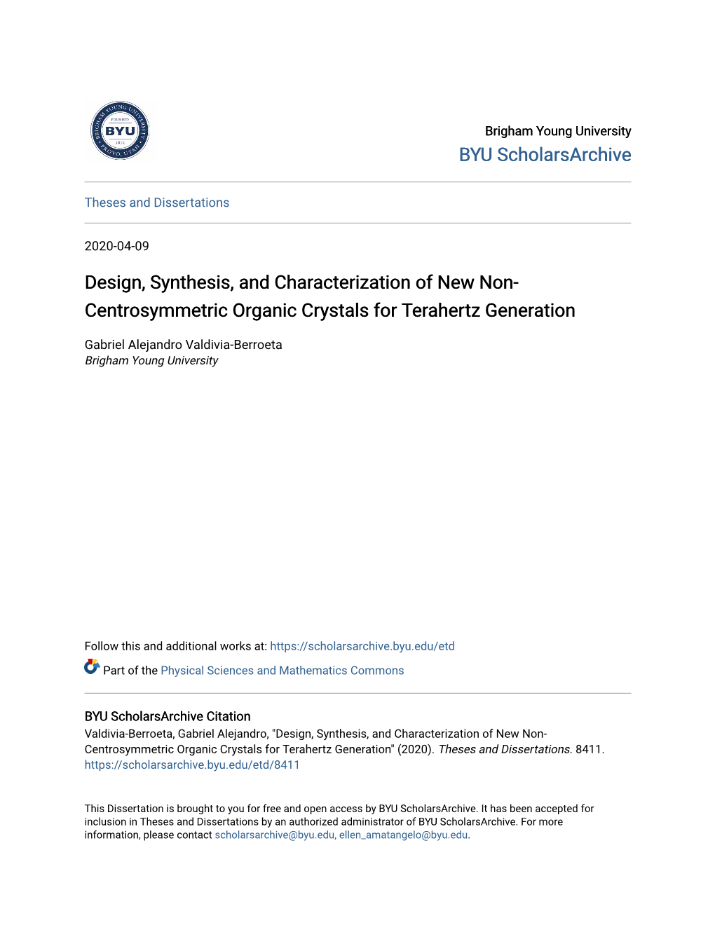 Design, Synthesis, and Characterization of New Non-Centrosymmetric Organic Crystals for Terahertz Generation