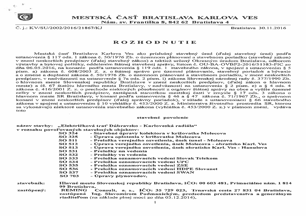 MESTSKÁ Čast BRATISLAVA KARLOVA