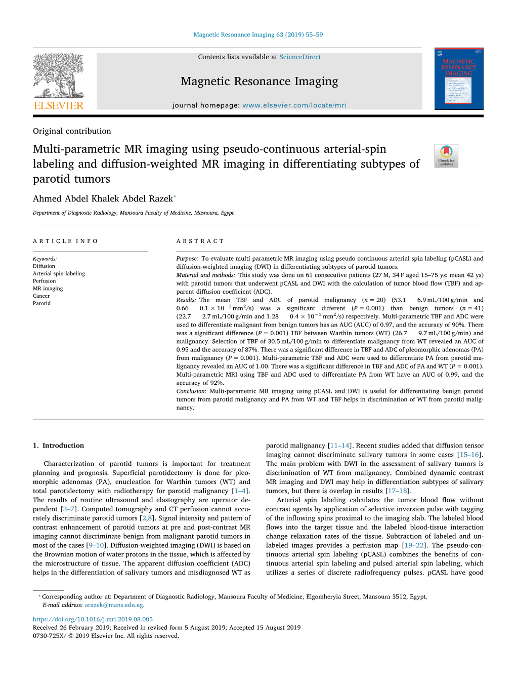 Multi-Parametric MR Imaging Using Pseudo-Continuous Arterial-Spin