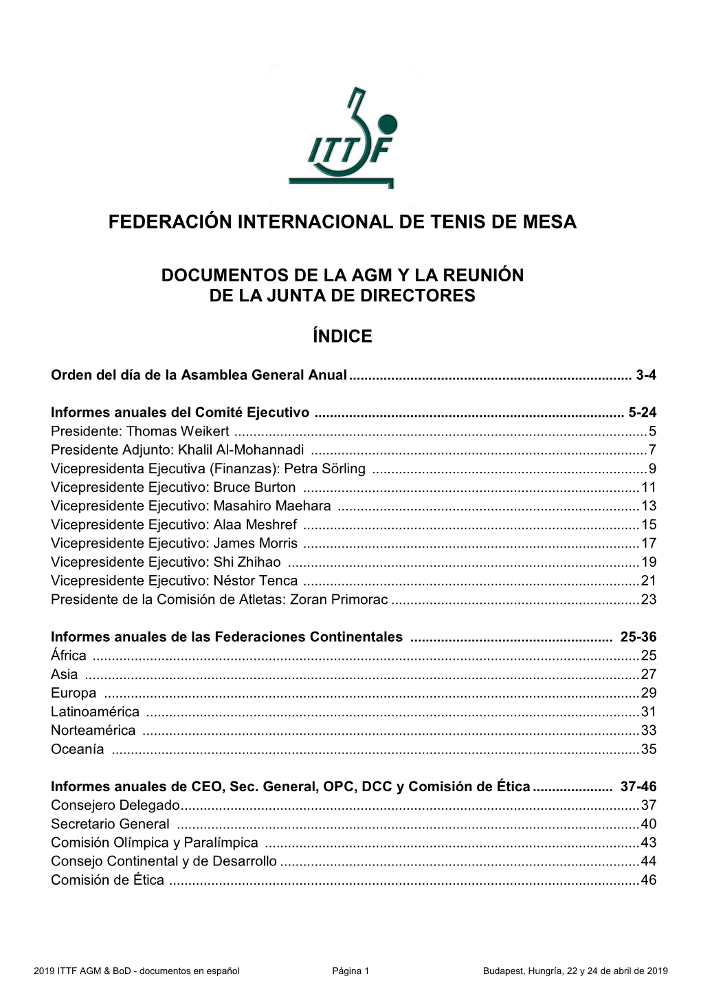 Federación Internacional De Tenis De Mesa