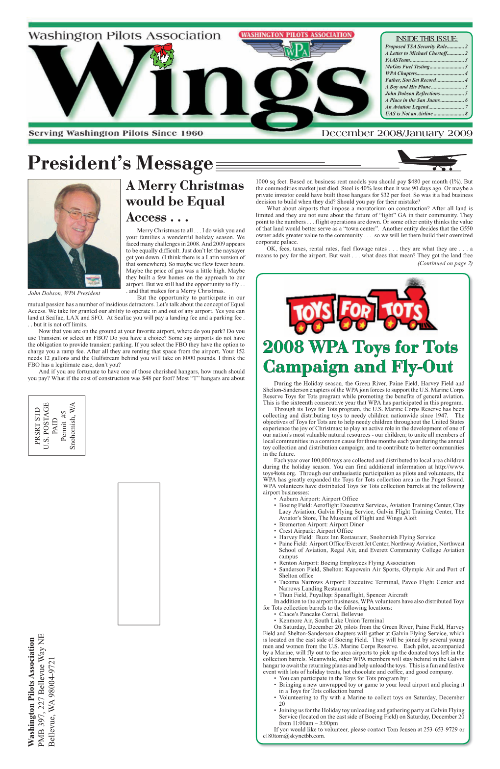 December 2008/January 2009 President’S Message 1000 Sq Feet