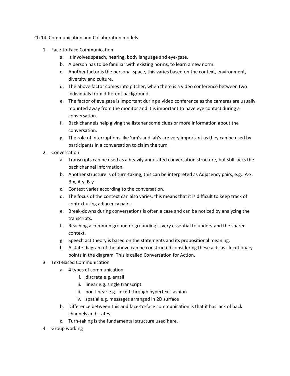 Ch 14: Communication and Collaboration Models 1. Face-To