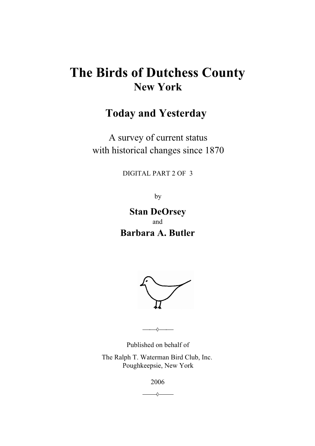 Birds Lost and Gained in Dutchess County
