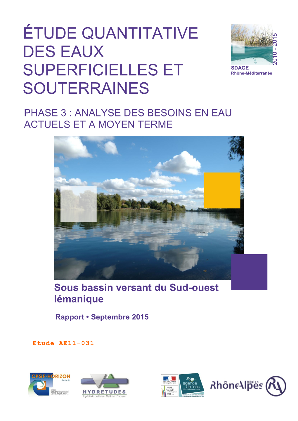 Étude Quantitative Des Eaux Superficielles Et Souterraines Du Bassin Versant Du Sud-Ouest Lémanique Est Double