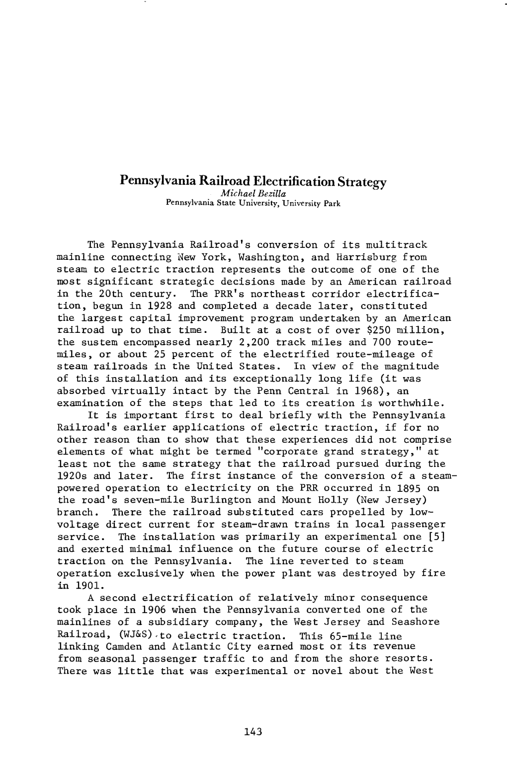 Pennsylvania Railroad Electrification Strategy