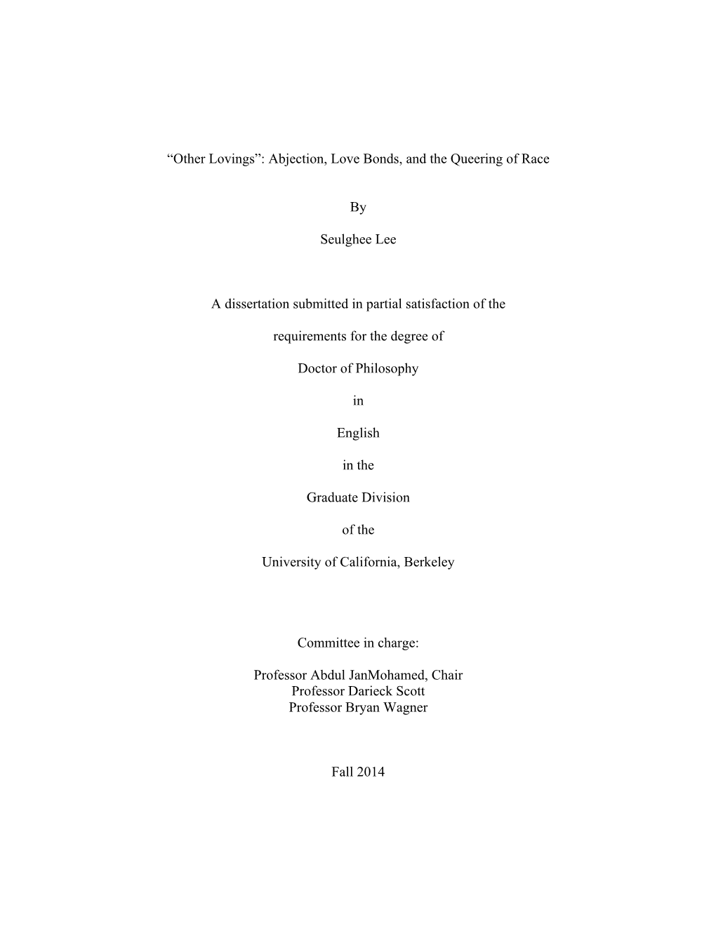 Abjection, Love Bonds, and the Queering of Race by Seulghee Lee