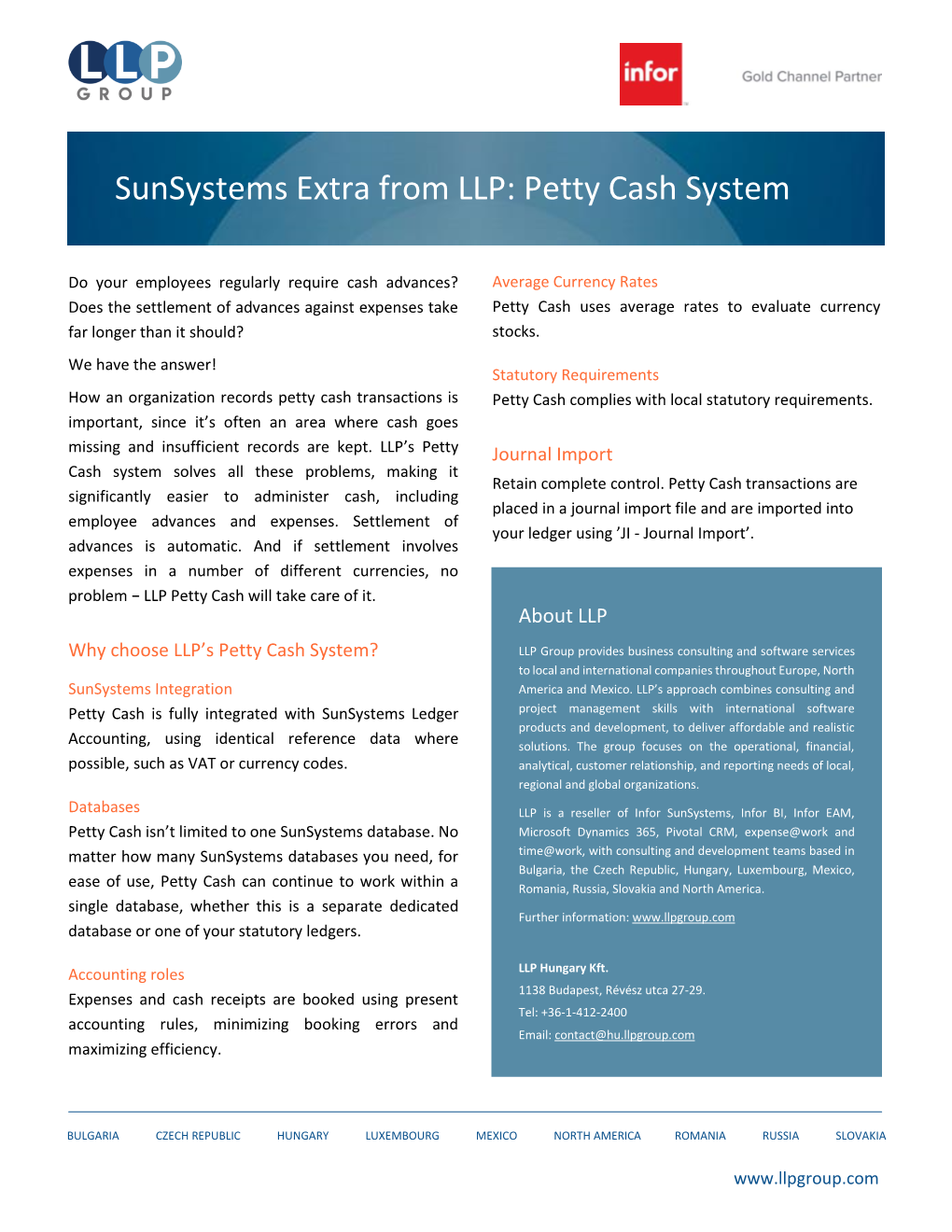 Sunsystems Extra from LLP: Petty Cash System