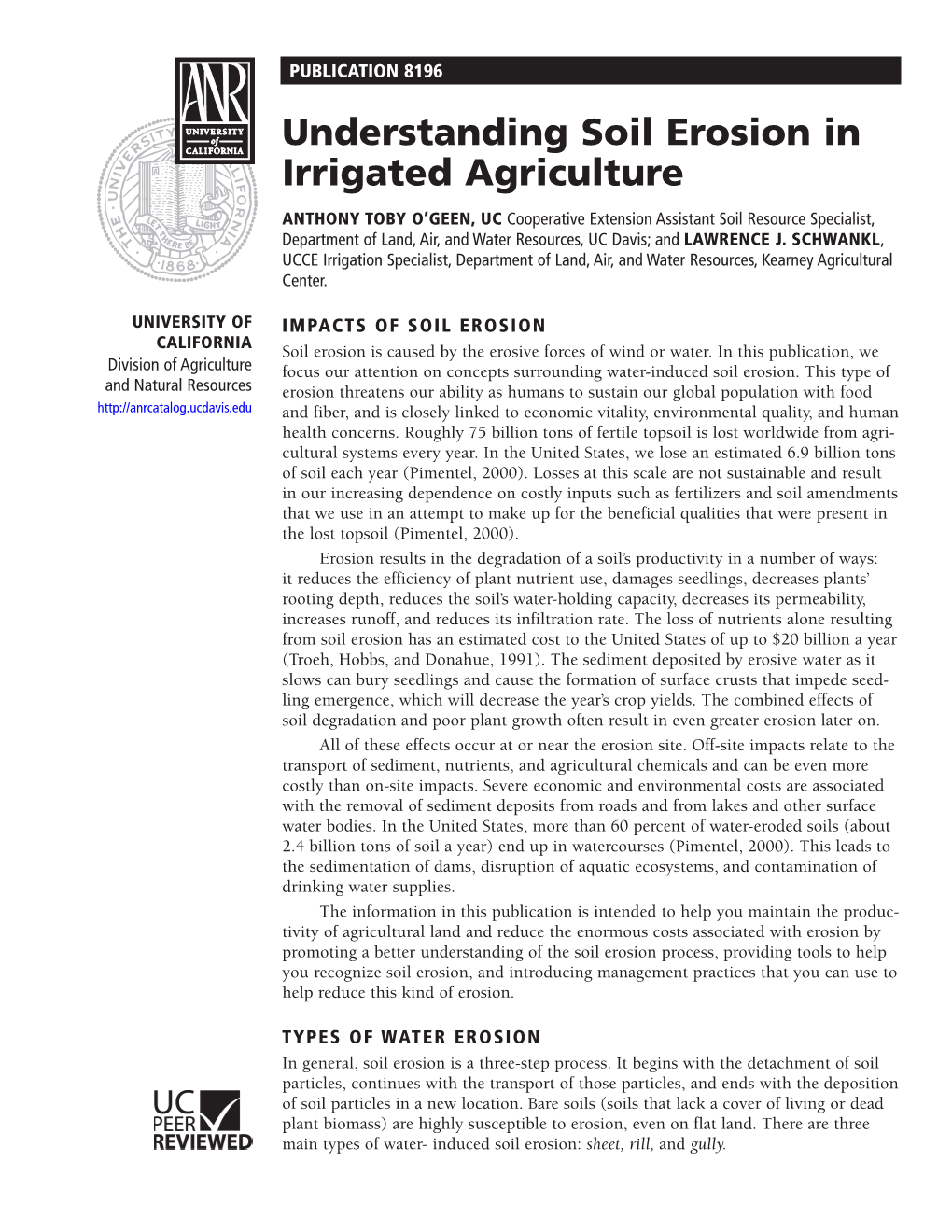 Understanding Soil Erosion in Irrigated Agriculture