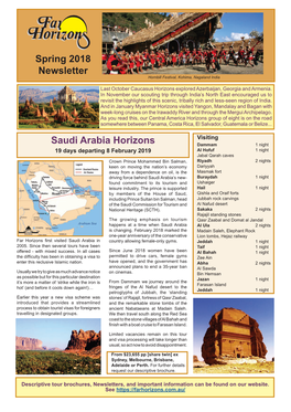 Spring 2018 Newsletter Saudi Arabia Horizons