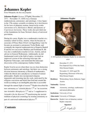 Johannes Kepler - Wikipedia, the Free Encyclopedia