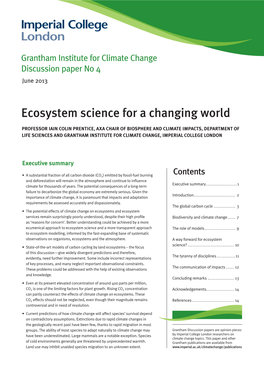 Ecosystem Science for a Changing World