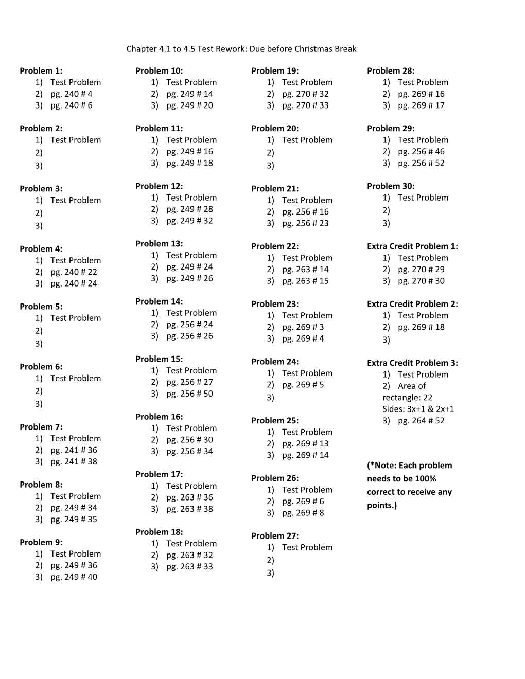 Chapter 4.1 to 4.5 Test Rework: Due Before Christmas Break