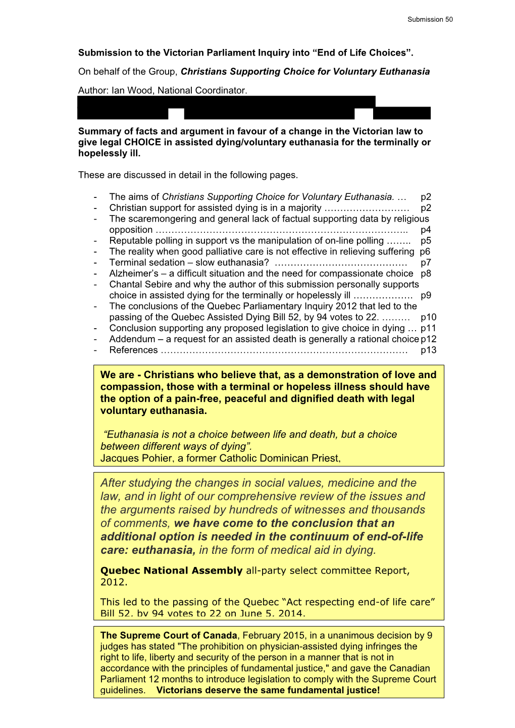 Christians Supporting Choice for Voluntary Euthanasia