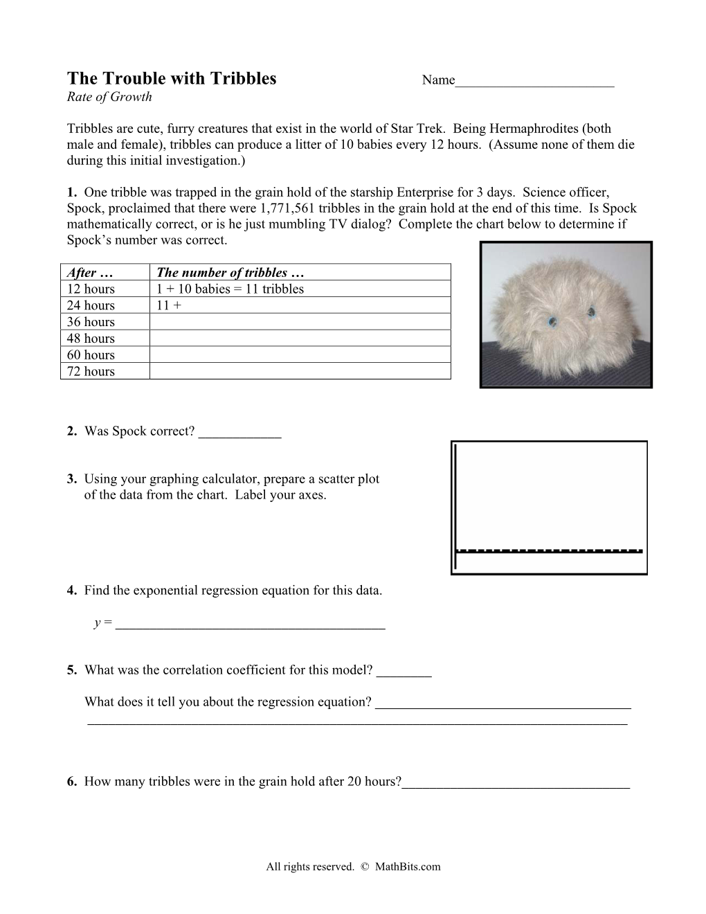 The Trouble with Tribbles Worksheet