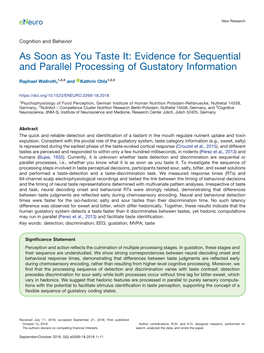 As Soon As You Taste It: Evidence for Sequential and Parallel Processing of Gustatory Information