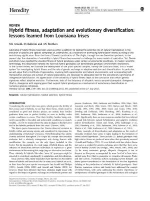 Hybrid Fitness, Adaptation and Evolutionary Diversification: Lessons