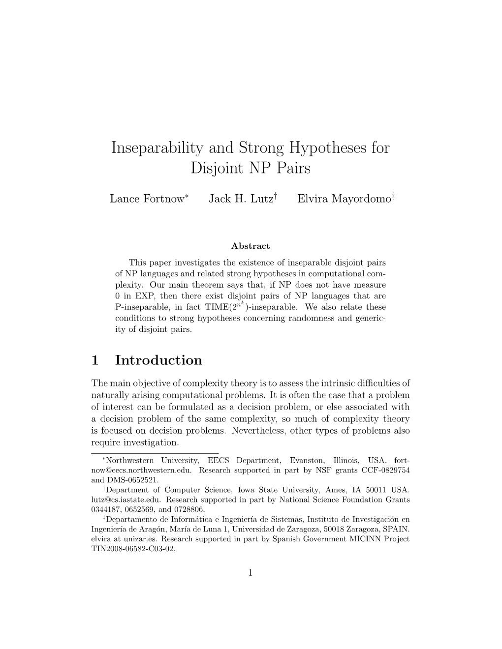 Inseparability and Strong Hypotheses for Disjoint NP Pairs