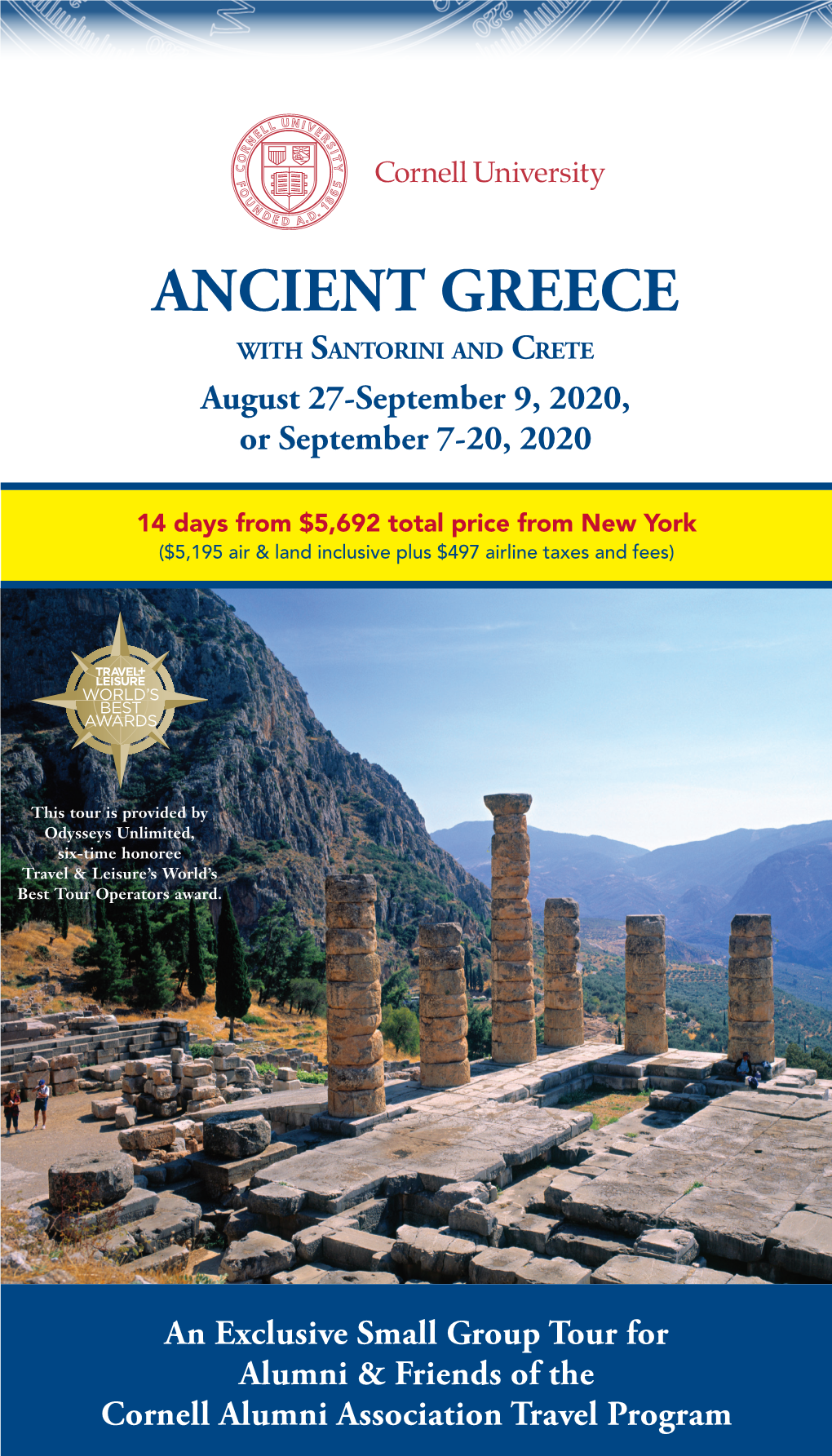 ANCIENT GREECE with Santorini and Crete August 27-September 9, 2020, Or September 7-20, 2020