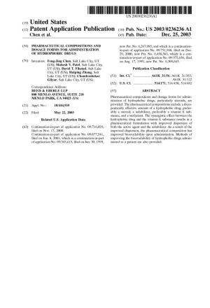 (12) Patent Application Publication (10) Pub. No.: US 2003/0236236A1 Chen Et Al