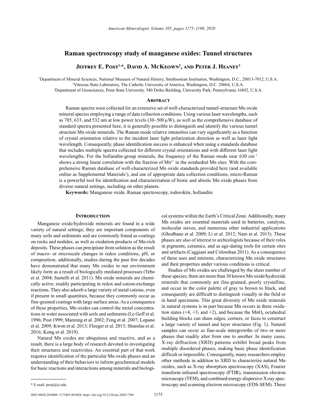 Raman Spectroscopy Study of Manganese Oxides—Tunnel Structures