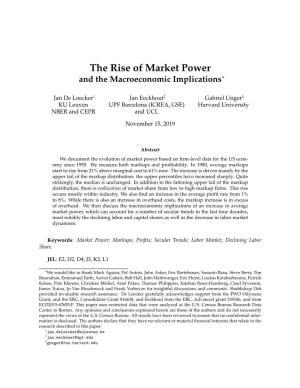 The Rise of Market Power and the Macroeconomic Implications∗