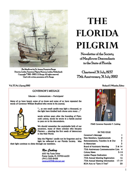FLORIDA PILGRIM Newsletter of the Society of Mayflower Descendants in the State of Florida