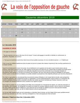 Causeries Et Infos En Bref Décembre 2019