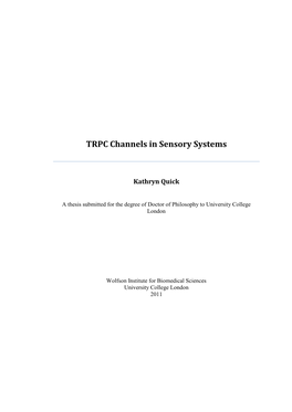 TRPC Channels in Sensory Systems