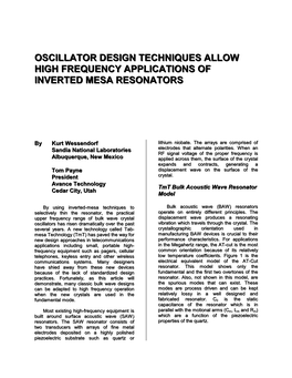 Oscillator Design Techniques Allow High Frequency Application Of