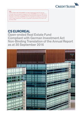 CS EUROREAL Open-Ended Real Estate Fund Compliant