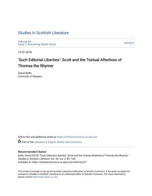 'Such Editorial Liberties': Scott and the Textual Afterlives of Thomas The
