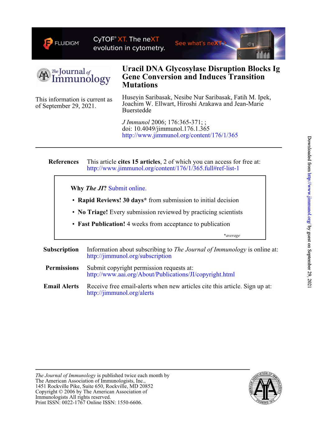 Mutations Gene Conversion and Induces Transition Uracil DNA Glycosylase Disruption Blocks Ig