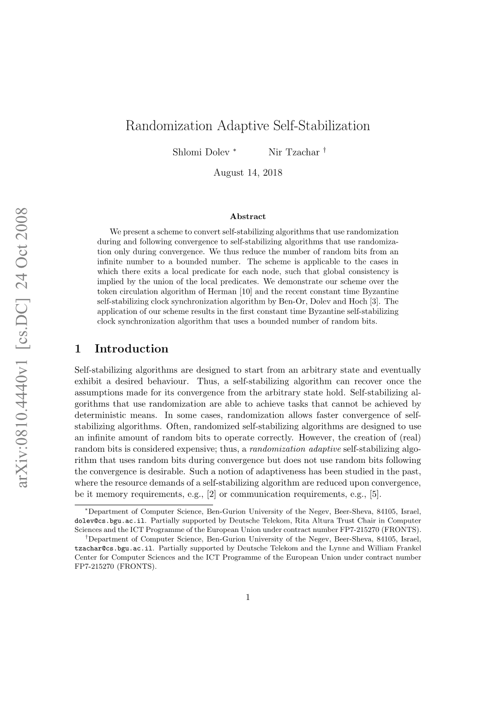 Randomization Adaptive Self-Stabilization