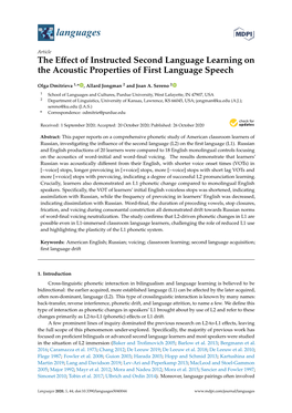 The Effect of Instructed Second Language Learning on the Acoustic