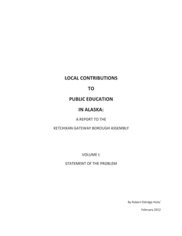 Local Contributions to Public Education in Alaska