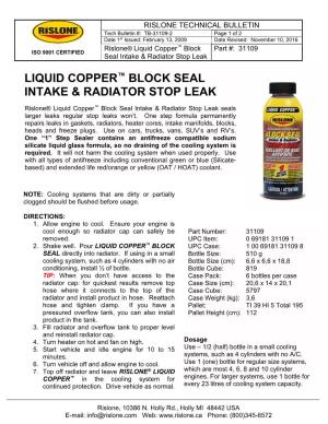 Liquid Copper™ Block Seal Intake & Radiator Stop Leak