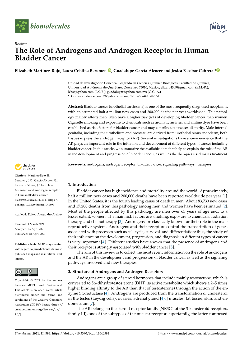 The Role Of Androgens And Androgen Receptor In Human Bladder Cancer