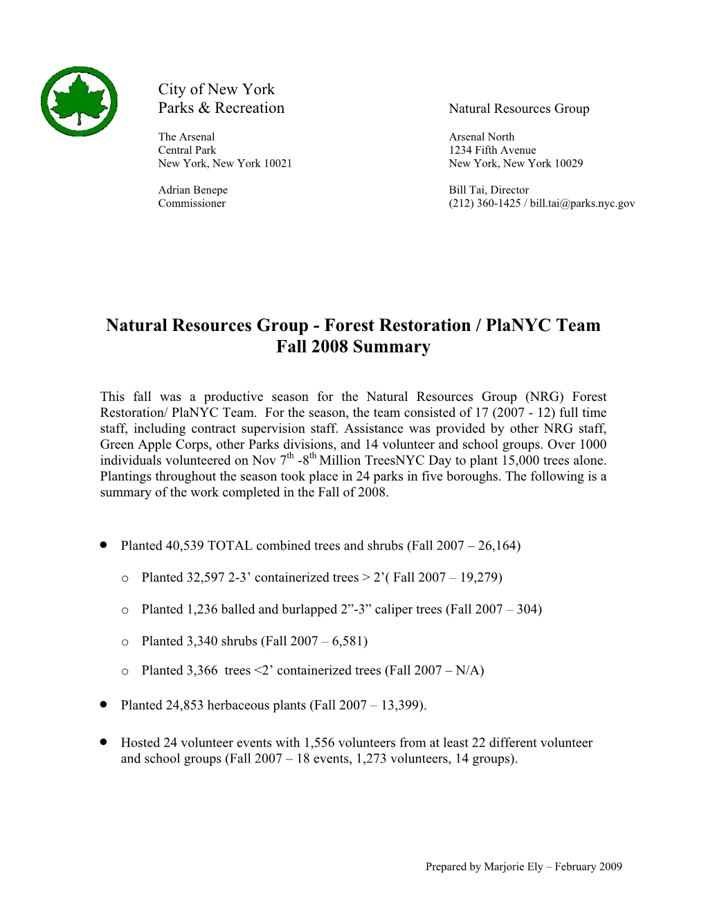 Natural Resources Group Forest Restoration Team