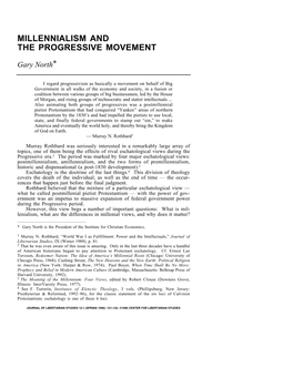 Millennialism and the Progressive Movement