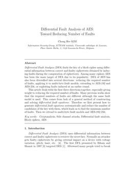 Differential Fault Analysis Of