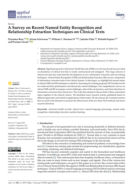 A Survey on Recent Named Entity Recognition and Relationship Extraction Techniques on Clinical Texts
