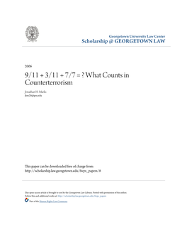 What Counts in Counterterrorism Jonathan H