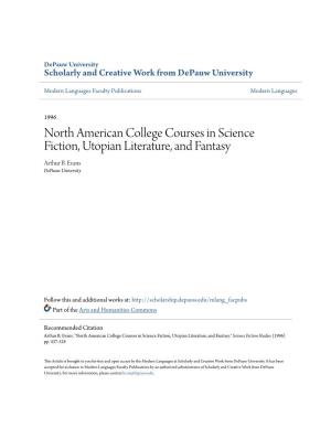 North American College Courses in Science Fiction, Utopian Literature, and Fantasy Arthur B