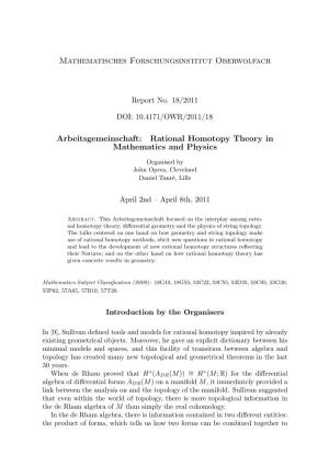 Rational Homotopy Theory in Mathematics and Physics